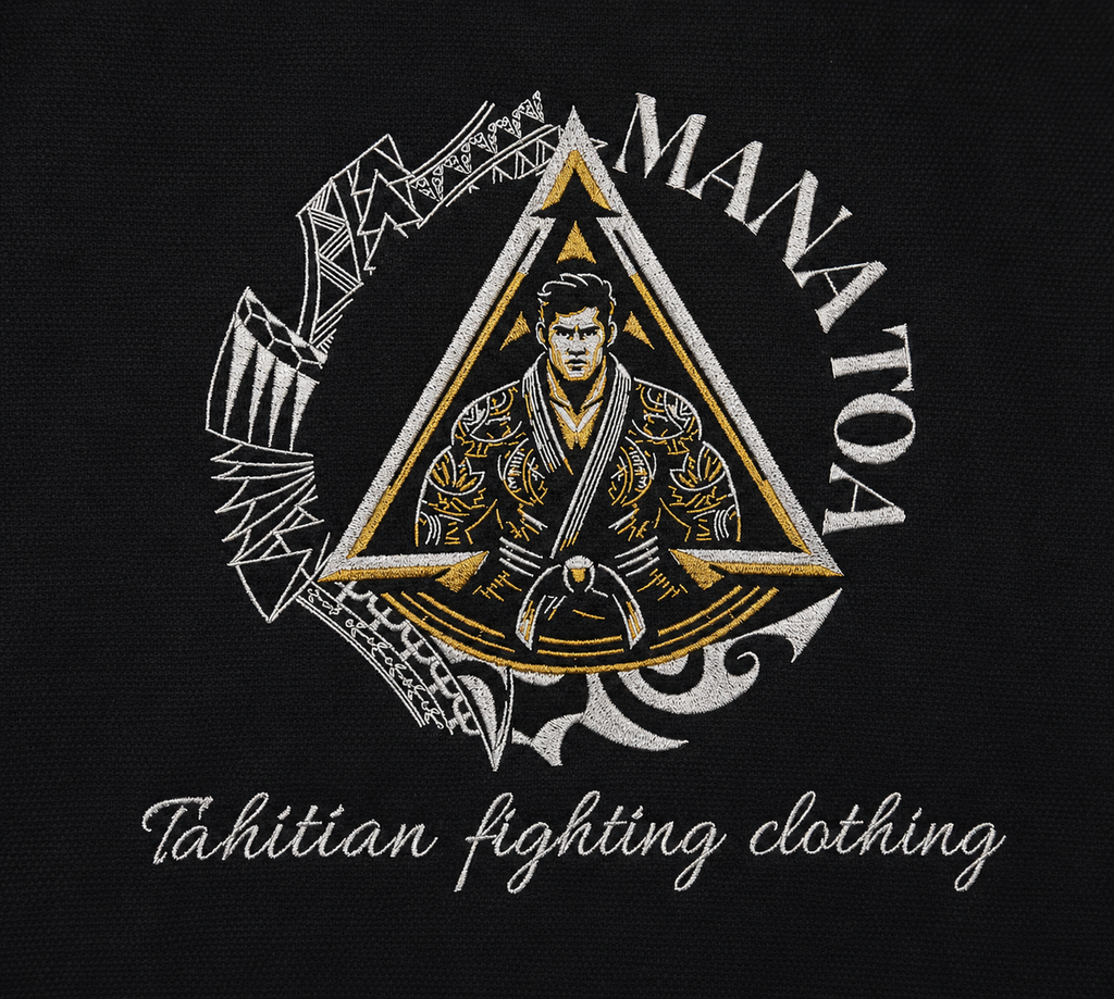 Design Mana Toa brodé au dos du kimono noir